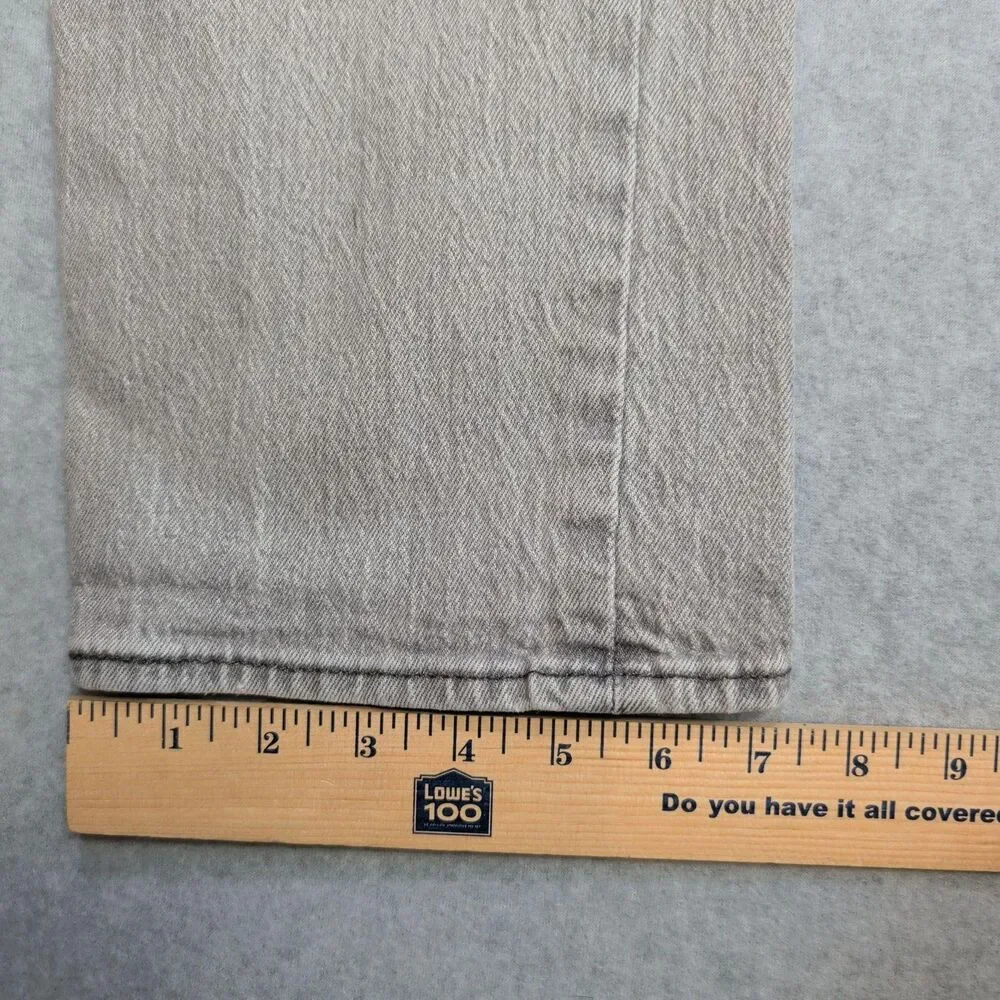Levis 501 Jeans Mens 32x32 Gray Light Wash Straight Button Fly Regular Fit Denim